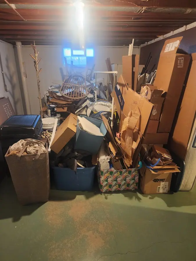 Roll-off dumpster container at job site for 6 Yard Dumpster Rental in Denair